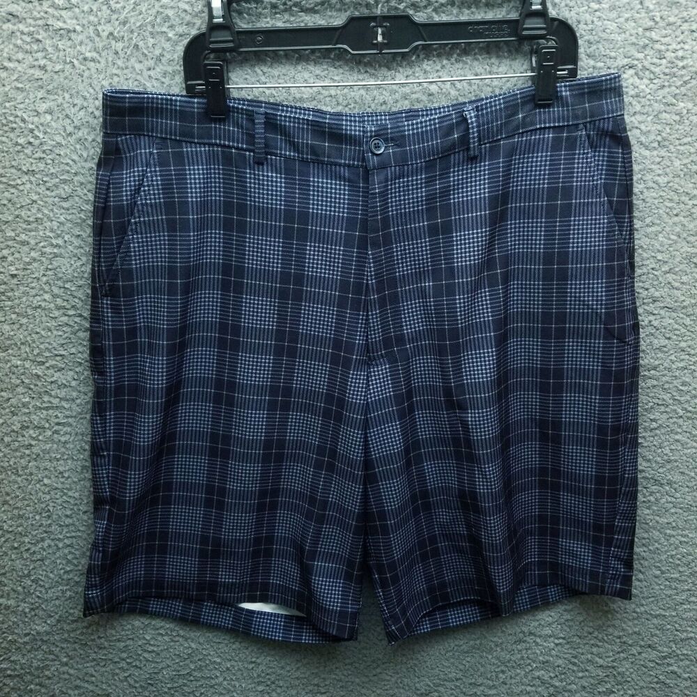 Pebble Beach Men's 38 Performance Plaid Blue Bermuda Shorts 38.5" 10.25" 13"